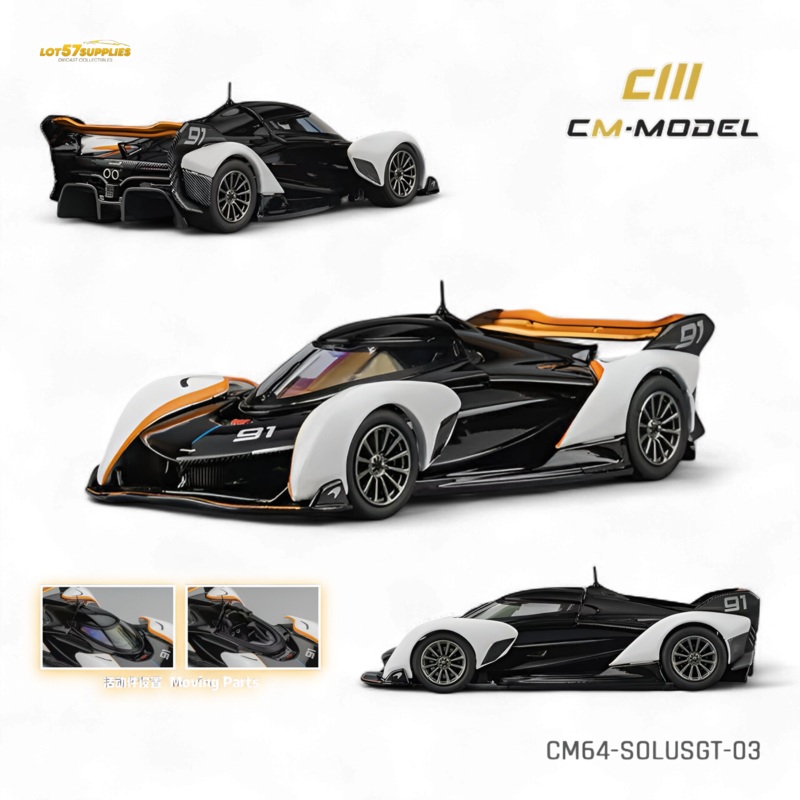 (Pre-Order) CM Model McLaren Solus GT – Black White 1:64