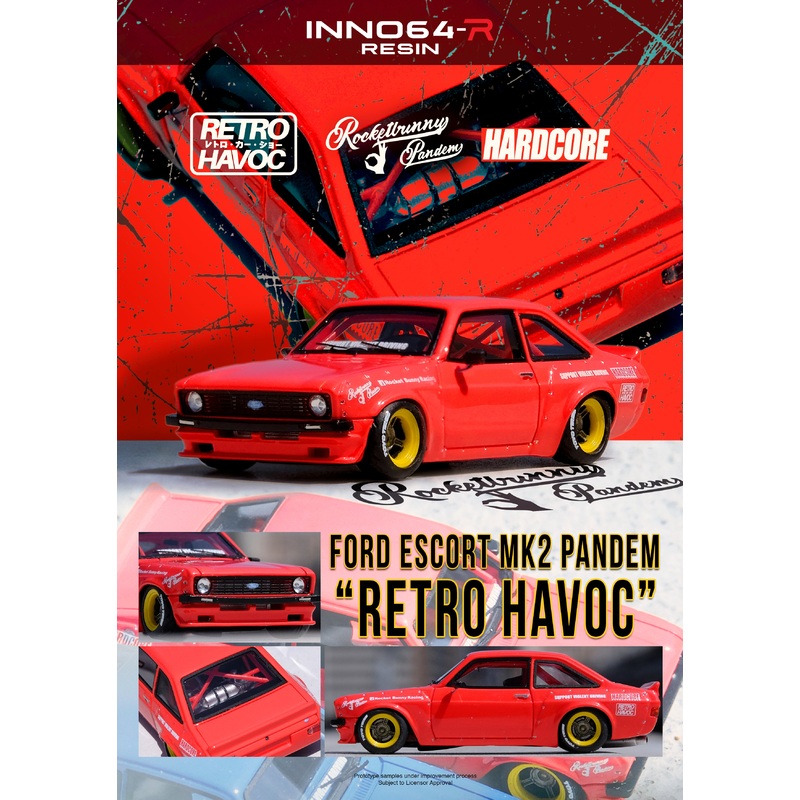 *PREORDER* INNO64 1:64 Ford Escort MK2 PANDEM EMOTION RETRO HAVOC in Red