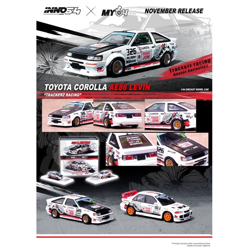 INNO64 1:64 Toyota Corolla AE86 Levin TRACKERS RACING Malaysia Special Event Edition
