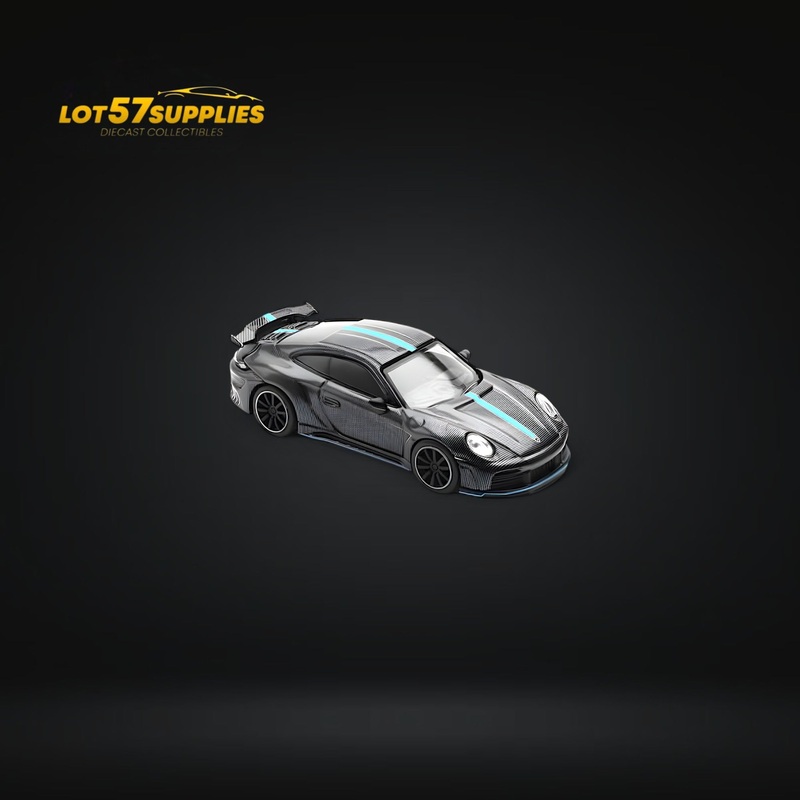 (Pre-Order) PopRace Porsche 992 Stinger GTR Carbon Edition – Carbon Grey Blue Line 1:64