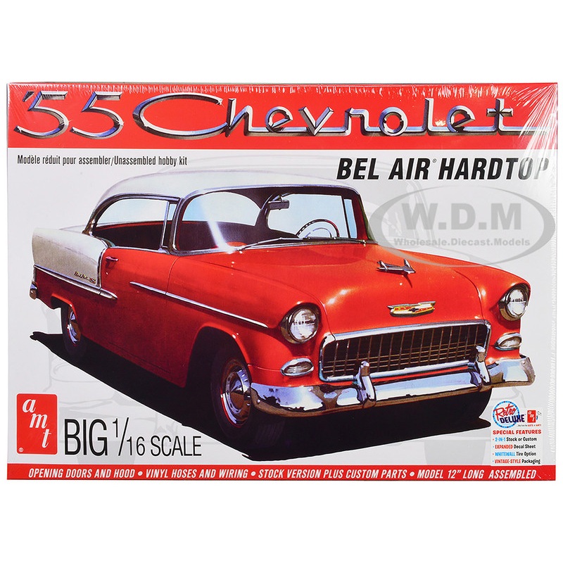 Skill 3 Model Kit 1955 Chevrolet Bel Air Hardtop 1/16 Scale Model by AMT