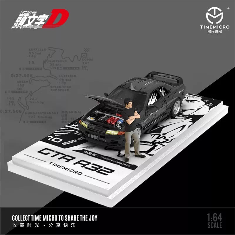 TIMEMICRO TM 1/64 NISSAN SKYLINE BNR (R32) COMIC VERSION WITH FIGURINE