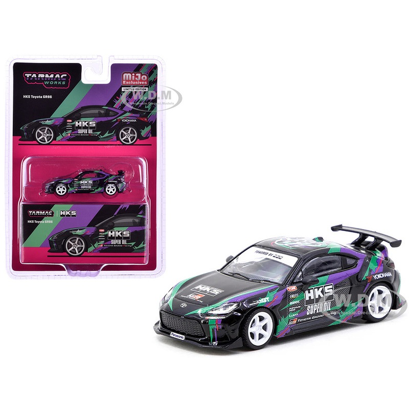 Toyota GR86 RHD (Right Hand Drive) HKS Black with Graphics Global64 Series 1/64 Diecast Model by Tarmac Works
