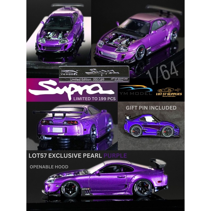 YM Model X LOT 57 Exclusive Toyota Supra JZA80 Limited to 199 Pcs + Bonus Gift Custom Pin 1:64