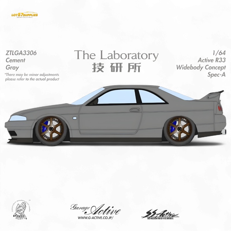 (Pre-Order) The Laboratory x ZONZO Nissan R33 Widebody Concept Spec-A – Cement Gray 1/64