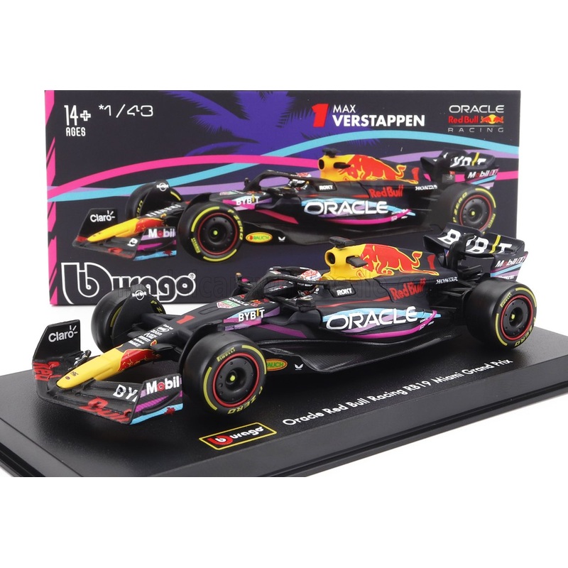 RED BULL | F1  RB19 TEAM ORACLE RED BULL RACING N 1 F1  RB19 TEAM ORACLE RED BULL RACING N 1 WORLD CHAMPION WINNER MIAMI GP 2023 MAX VERSTAPPEN – WITH HELMET AND PLASTIC SHOWCASE