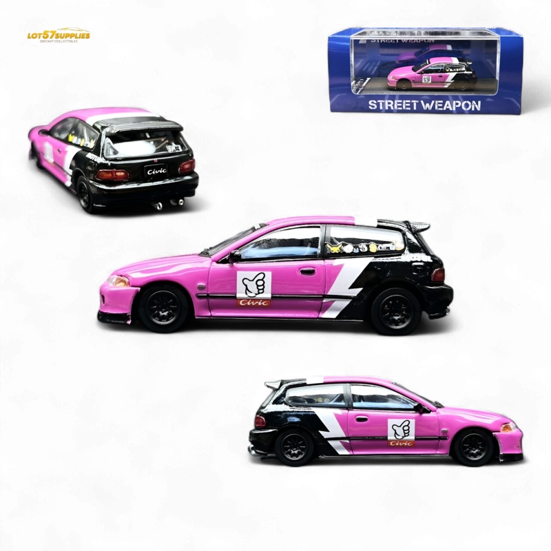 Street Weapon Honda Civic EG6 No Good Racing Pink – Black 1:64