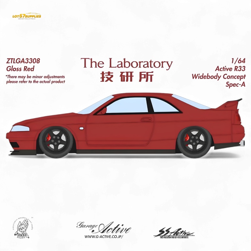 (Pre-Order) The Laboratory x ZONZO Nissan R33 Widebody Concept Spec-A – Bright Red 1/64