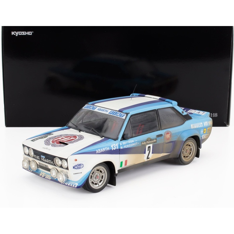 FIAT – 131 ABARTH (dirty and night version) N 2 4th RALLY PIANCAVALLO 1981 ATTILIO BETTEGA – MAURIZIO PERISSINOT – WHITE 2 TONE BLUE