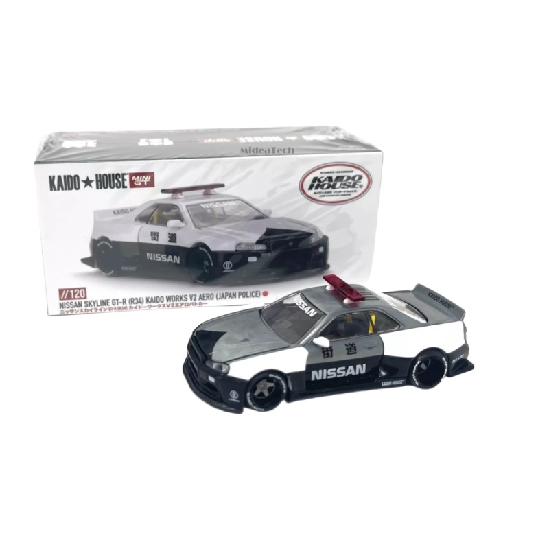 [ Kaido House x MINI GT ] 1/64 Nissan Skyline GT-R (R34) V2 Aero (Japan Police) KHMG120 *CHASE*