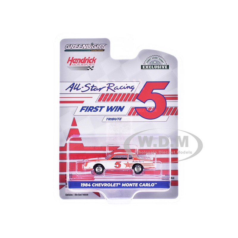 1984 Chevrolet Monte Carlo #5 Geoff Bodine All-Star Racing (Hendrick Motorsports) First Win Tribute White and Red with Graphics Hobby Exclusive Series 1/64 Diecast Model Car by Greenlight