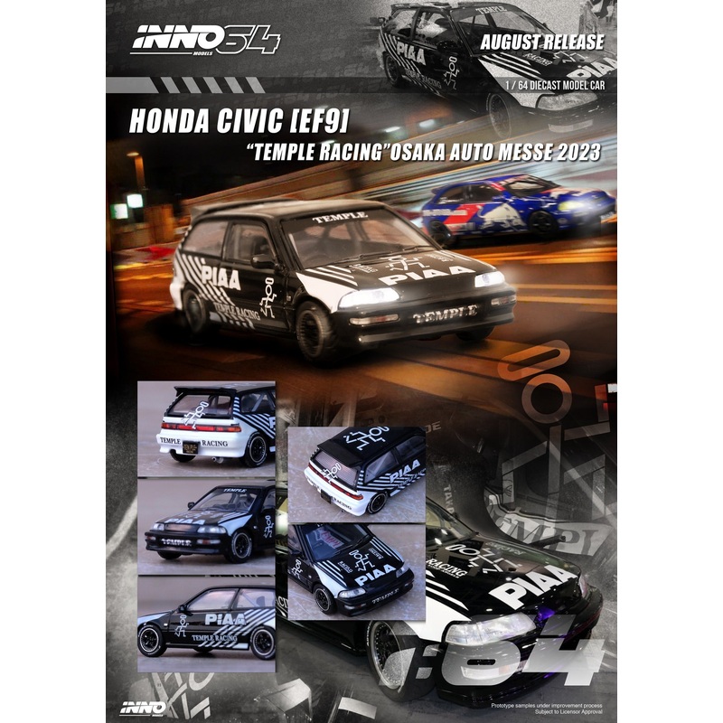 INNO64 1/64 Honda CIVIC EF9 Temple Racing Osaka Auto Messe 2023 (IN64-EF9-JDM15)
