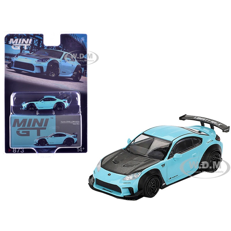 Toyota GR86 LB-Nation – Liberty Walk Baby Blue with Carbon Hood Limited Edition 1/64 Diecast Model Car by Mini GT