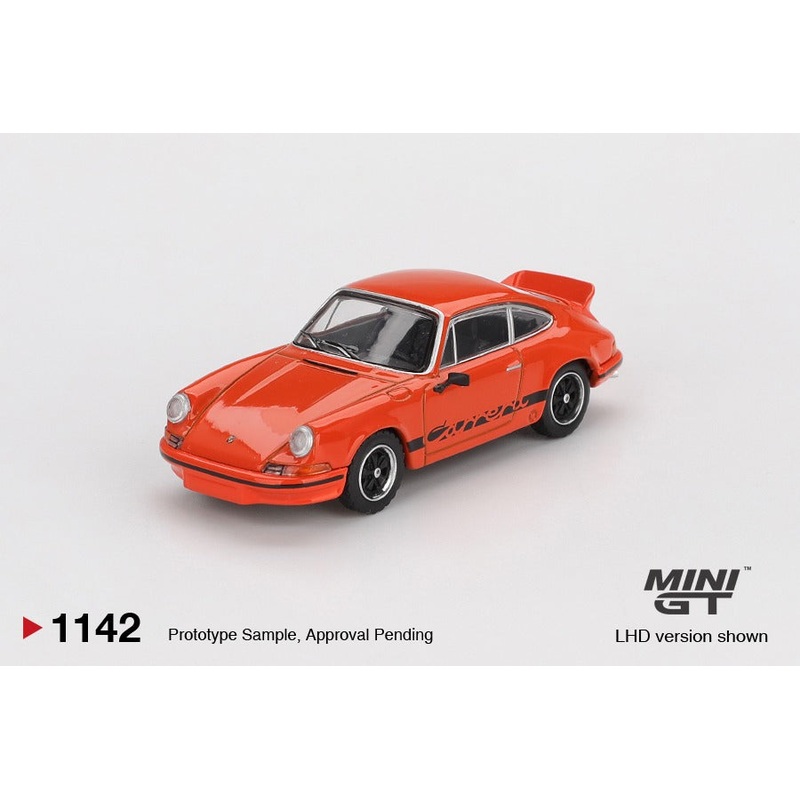 * PRE ORDER * MINI GT #1142 1/64 Porsche 911 Carrera RS 2.7 Tangerine with Black Livery (RHD)