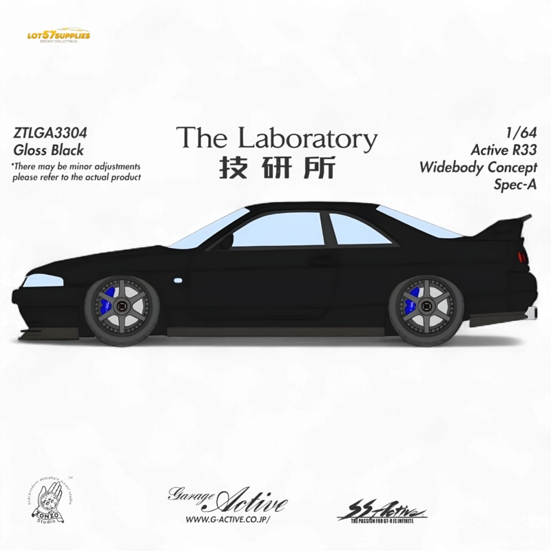 (Pre-Order) The Laboratory x ZONZO Nissan R33 Widebody Concept Spec-A – Pure Black 1/64