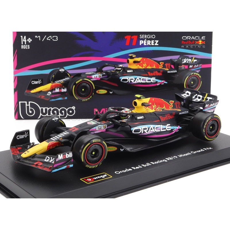 RED BULL | F1  RB19 TEAM ORACLE RED BULL RACING N 11 2nd MIAMI GP 2023 SERGIO PEREZ – WITH HELMET AND PLASTIC SHOWCASE