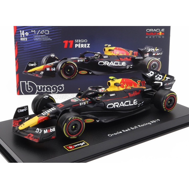 RED BULL | F1  RB19 TEAM ORACLE RED BULL RACING N 11 SEASON 2023 SERGIO PEREZ – CON PILOTA E VETRINA – WITH PILOT AND SHOWCASE | MATT BLUE