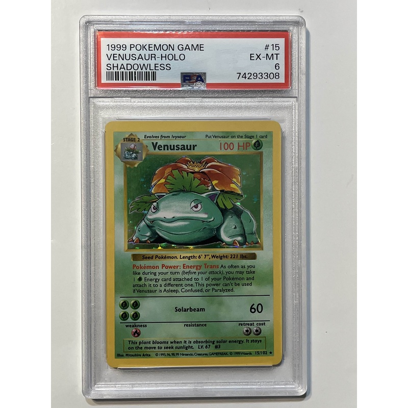Venusaur (Base Set Shadowless Unlimited) 15/102 PSA 6