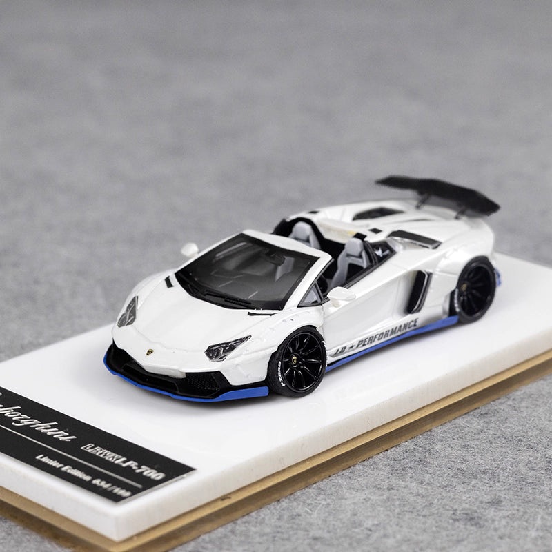 [Premium Resin Model] Fine Works 1:64 Lamborghini Aventador LP700-4 Roadster Convertible Liberty Walk Edition Pearl White Limited to 199 Pieces