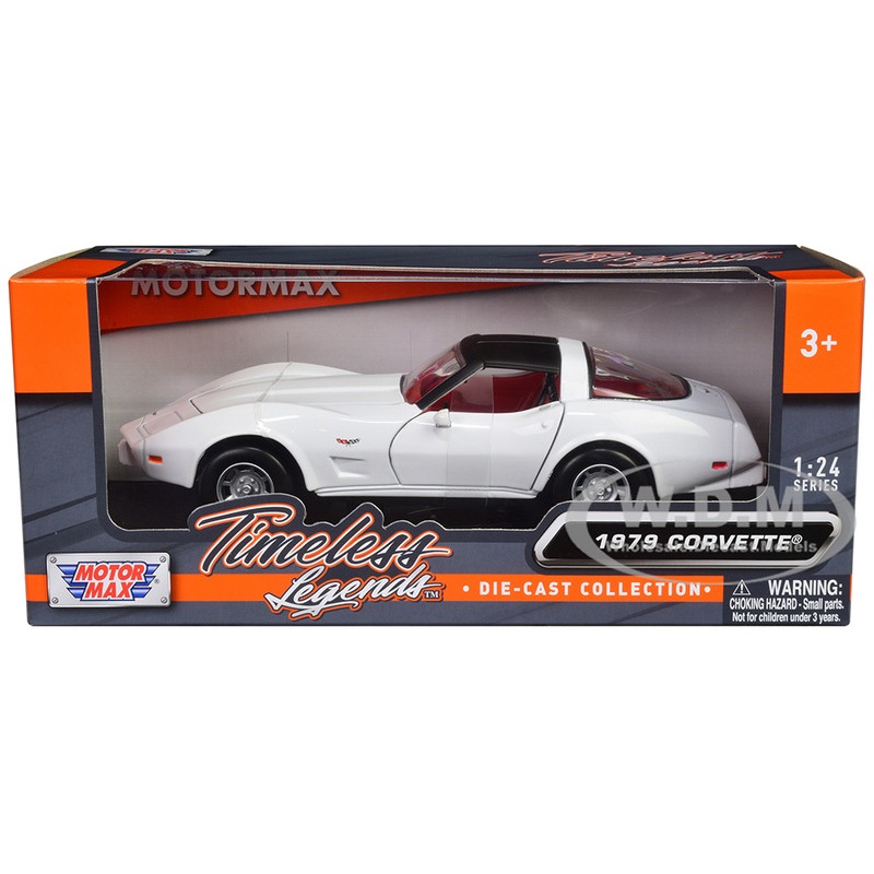 1979 Chevrolet Corvette C3 White with Black Top and Red Interior Timeless Legends Series 1/24 Diecast Car Model by Motormax