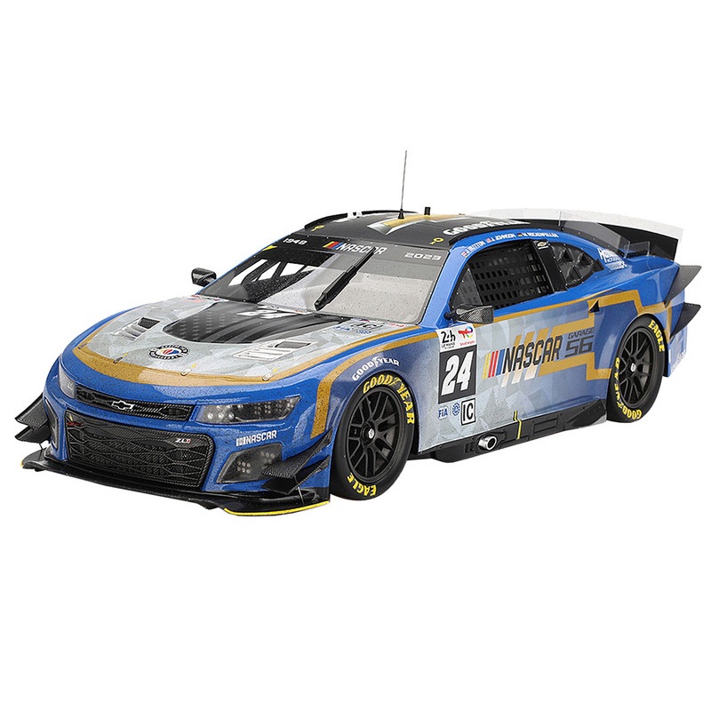 Chevrolet Camaro ZL1 #24 Jenson Button – Jimmie Johnson – Mike Rockenfeller (Post-Race Weathered Version) Hendrick Motorsports – NASCAR Next Gen Garage 56 Innovative 24 Hours of Le Mans (2023) 1/18 Model Car by Top Speed