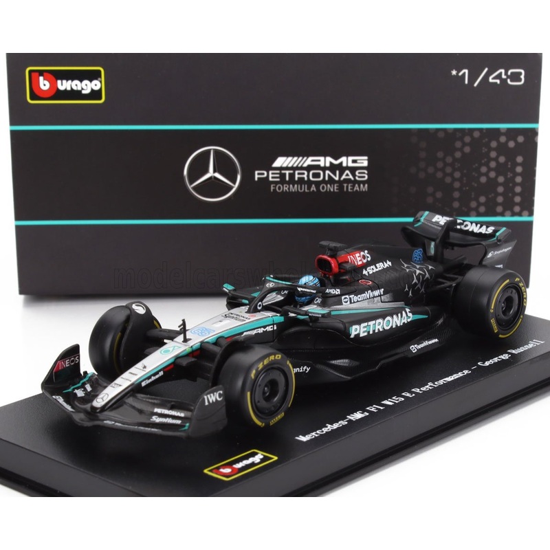 MERCEDES GP | F1  W15 EQ PERFORMANCE TEAM AMG PETRONAS MOTORSPORT N 63 SEASON 2024 GEORGE RUSSELL – WITH PILOT AND SHOWCASE