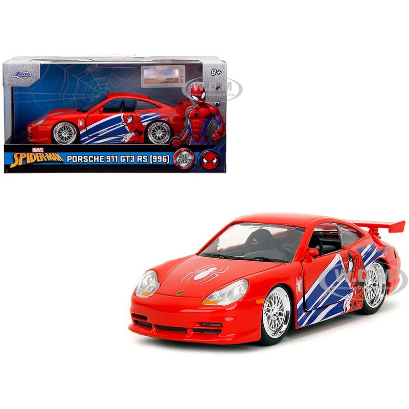 Porsche 911 GT3 RS (996) Red with Graphics Marvel’s Spider-Man 1/32 Diecast Model Car by Jada