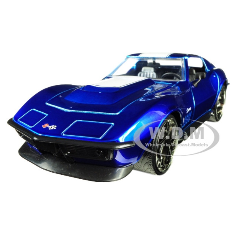 1969 Chevrolet Corvette Stingray ZL-1 Blue with White Stripe Bigtime Muscle 1/24 Diecast Model Car by Jada