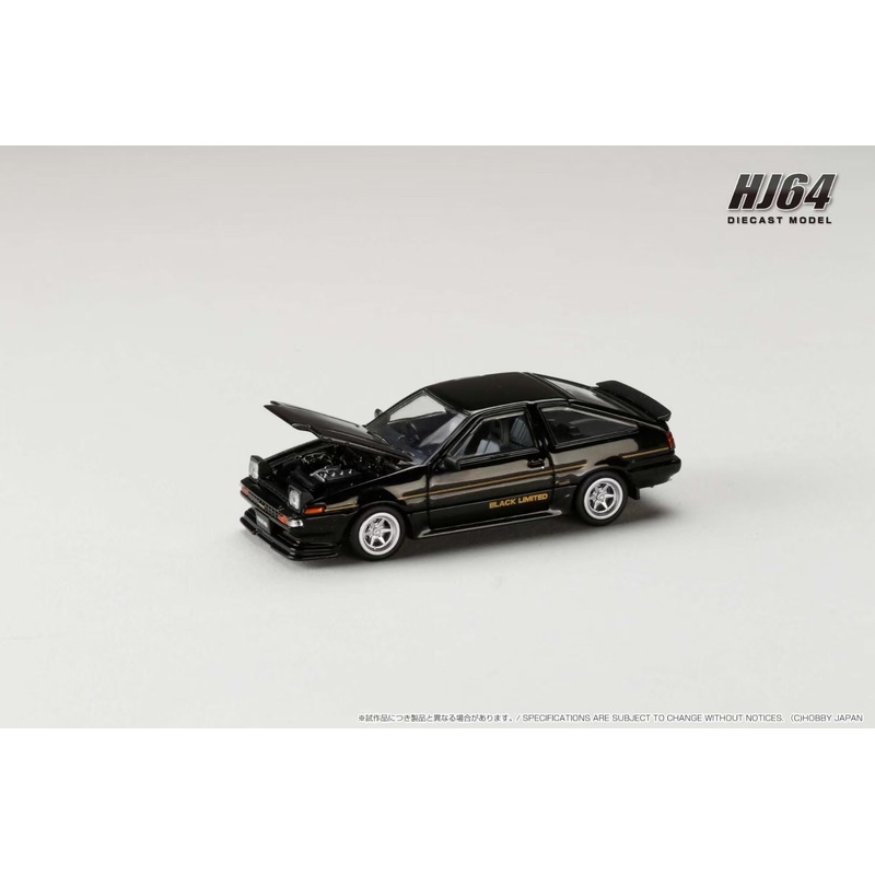 Hobby Japan 1:64 Toyota Sprinter Trueno GT Apex AE86 BLACK LIMITED JDM Style Black Pop Up Lights Openable Front Hood with Detailed Engine Toyota Official Licensed (HJ645052BK)