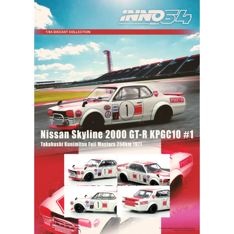 *PREORDER* INNO64 1:64 Nissan Skyline 2000GT-R (KPGC10) #1 Takahashi Kunimitsu Fuji Masters 250Km 1971