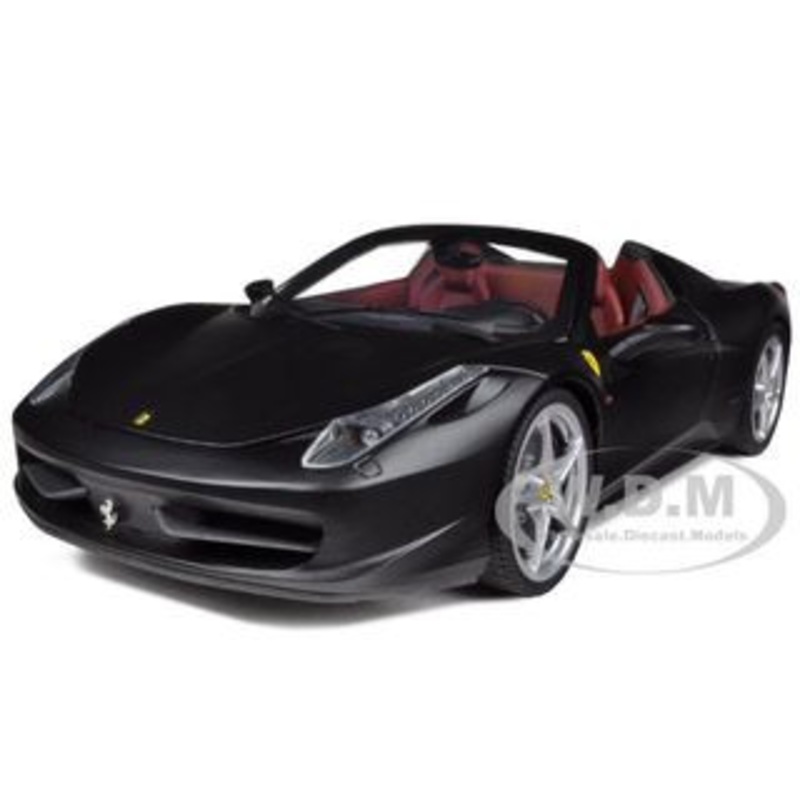 Ferrari 458 Italia Spider Matt Black Elite Edition 1/18 Diecast Car Model by Hot Wheels