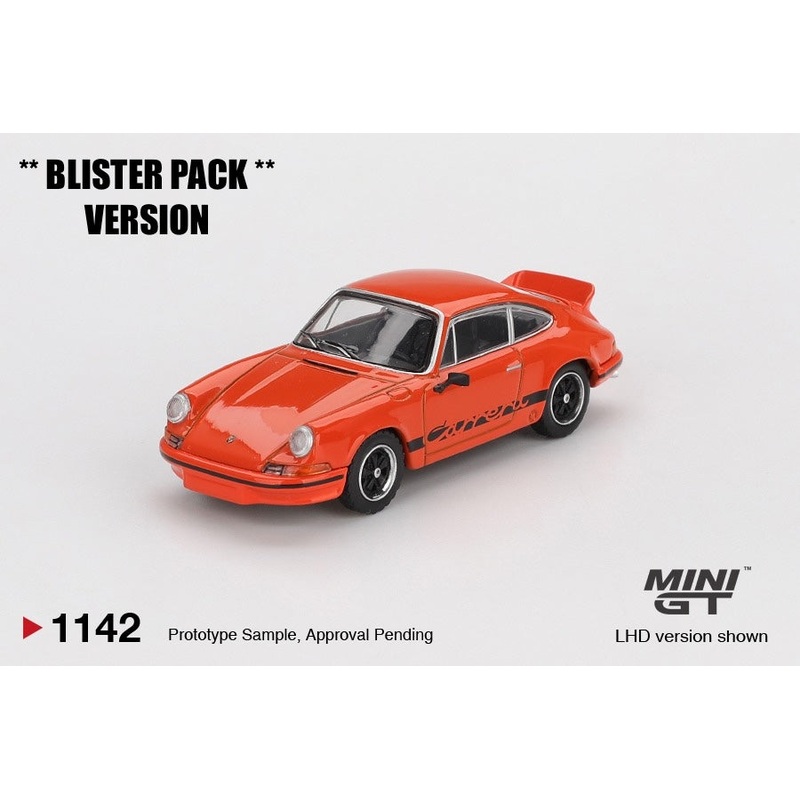 * PRE ORDER * MINI GT #1142 1/64 Porsche 911 Carrera RS 2.7 Tangerine with Black Livery * BLISTER PACK *