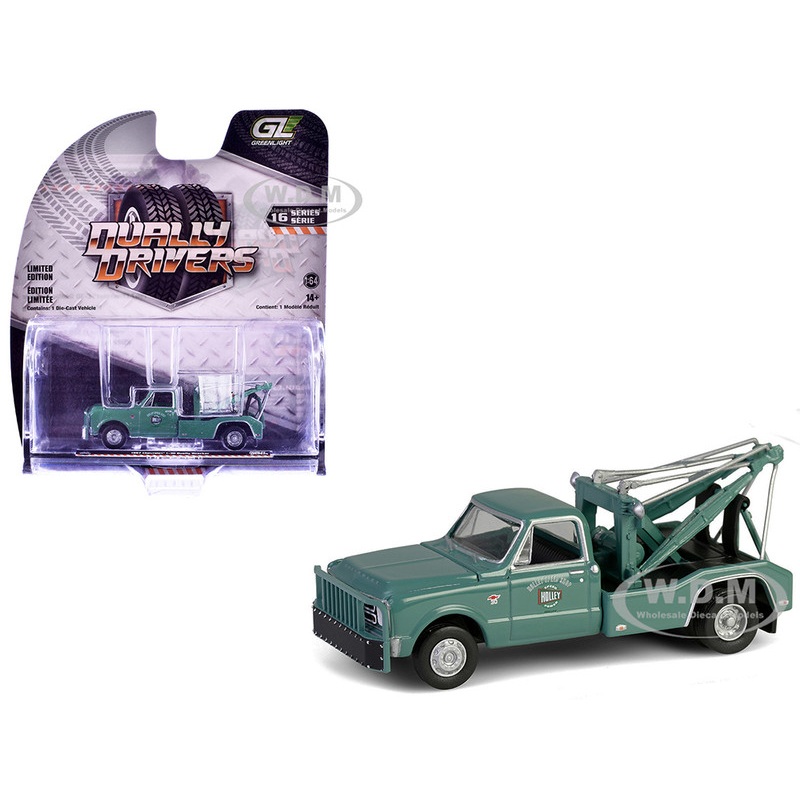 1967 Chevrolet C-30 Dually Wrecker Tow Truck Holley Speed Shop Green Dually Drivers Series 16 1/64 Diecast Model Car by Greenlight