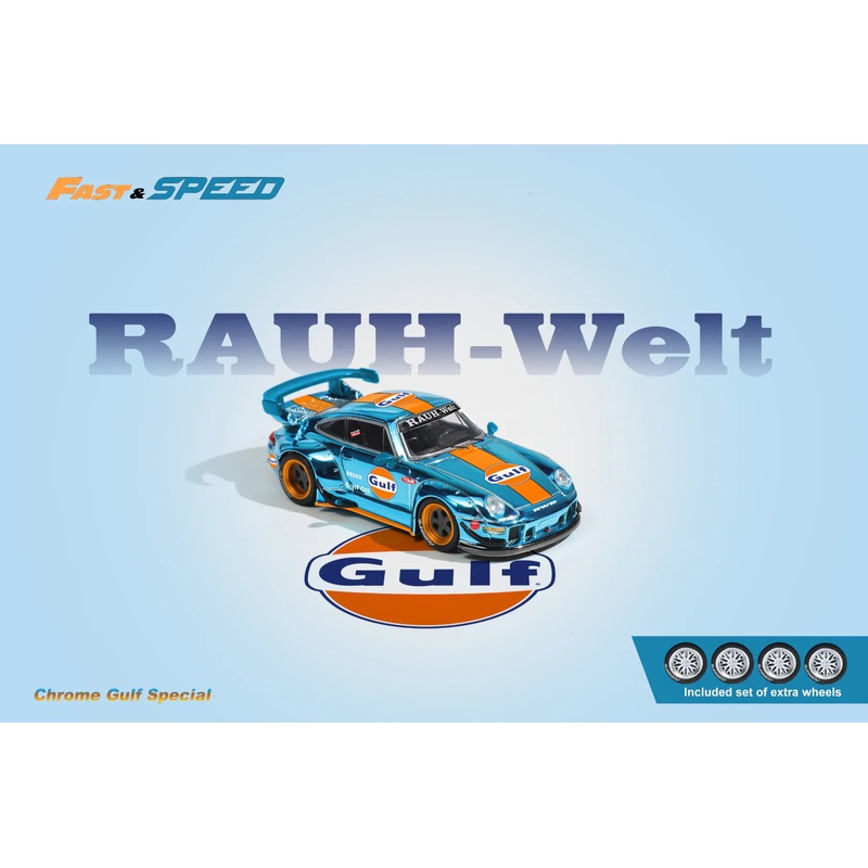 Fast Speed 1:64 Porsche RWB 993 GT – Chrome Gulf