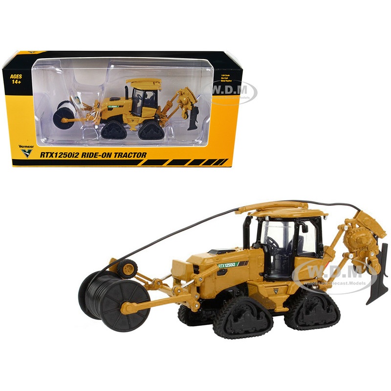 Vermeer RTX1250i2 Ride-On Tractor with Hose Attachment Yellow 1/64 Diecast Model by SpecCast