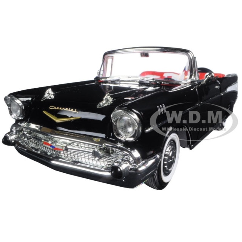 1957 Chevrolet Bel Air Convertible Black 1/18 Diecast Model Car by Road Signature