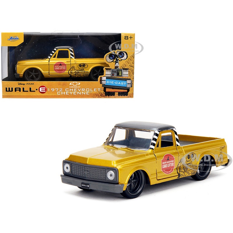 1972 Chevrolet Cheyenne Pickup Truck Gold Metallic with Gray Top Wall-E (2008) Movie Hollywood Rides Series 1/32 Diecast Model Car by Jada
