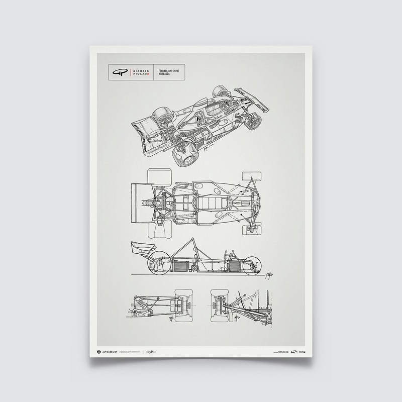 Giorgio Piola Technical Drawing – Ferrari 312T – Niki Lauda – 1975 – Unlimited Poster