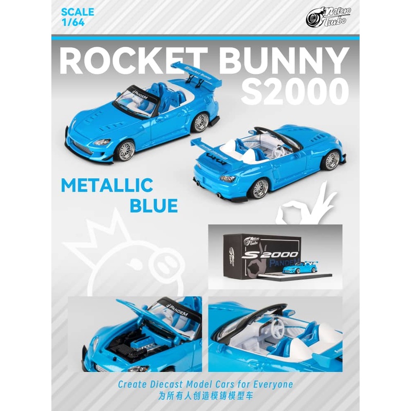 MicroTurbo MT 1/64 Honda S2000 AP1 Pandem Rocket Bunny Modified