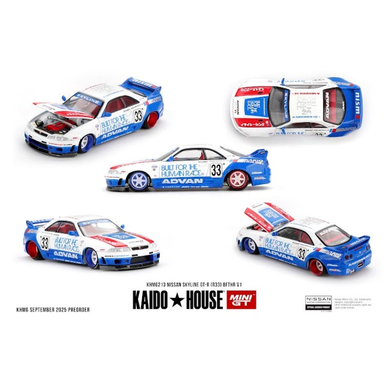 * PRE ORDER * [ Kaido House x MINI GT ] 1/64 Nissan Skyline GT-R (R33) BFTHR V1 KHMG213