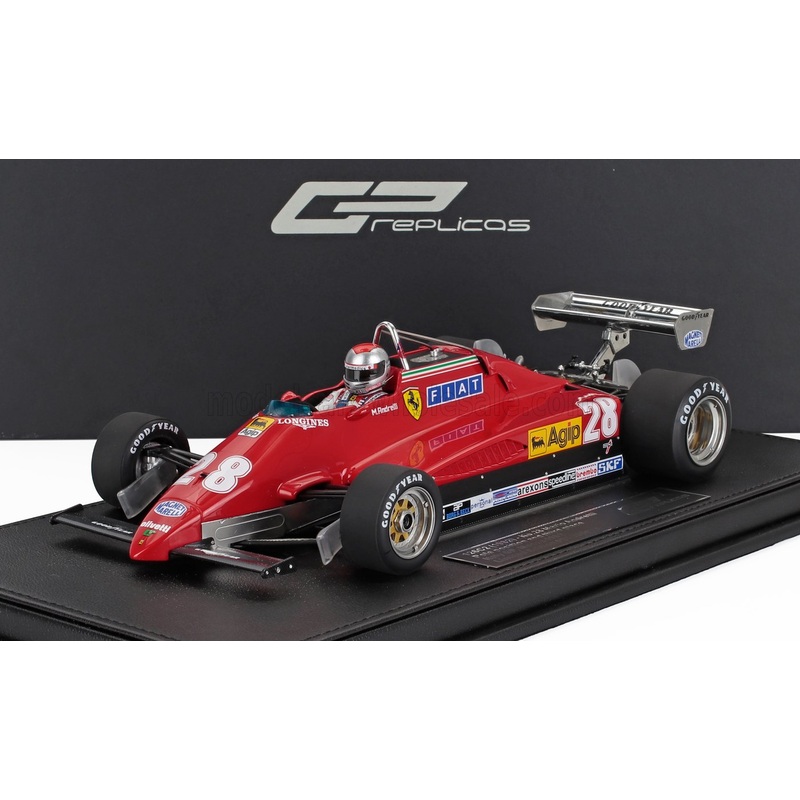 FERRARI – F1  126C2 (late version) N 28 POLE POSITION AND 3rd MONZA ITALY GP (with pilot figure) 1982 MARIO ANDRETTI – RED