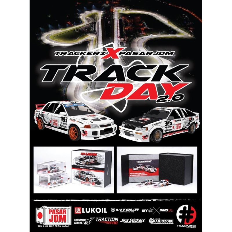 INNO64 1:64 Toyota Corolla AE86 LEVIN & Mitsubishi Lancer Evolution III Malaysia Special Edition TRACKERZ RACING Twin Cars Box Set Collection