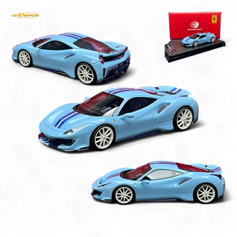 (Pre-Order) Rotating Wheel 488 Pista – Prata Blue – Foshan Show 2025 1:64
