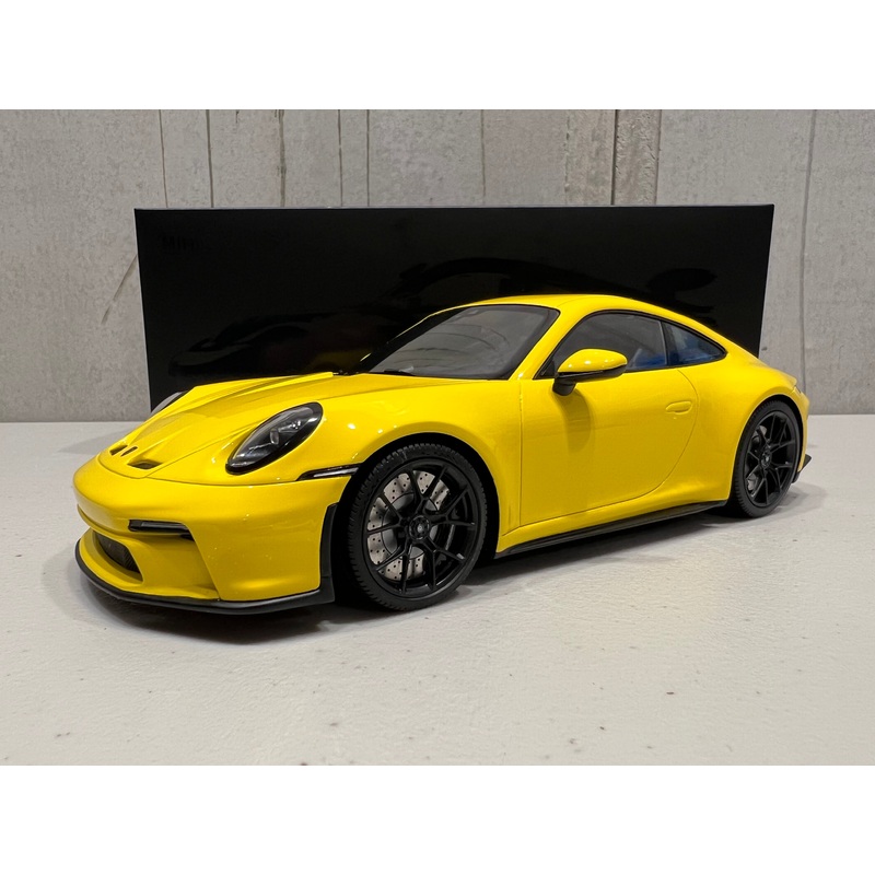 PORSCHE 911 (992) GT3 TOURING – 2022 – YELLOW W/BLACK WHEELS – 1:18 Scale Resin Model Car – Minichamps