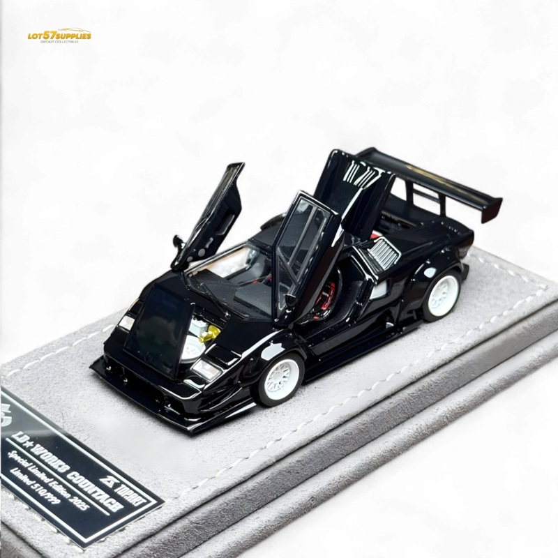 TPC Lamborghini Countach LBWK Black White Wheels Malaysia Exclusive Openable – 1:64