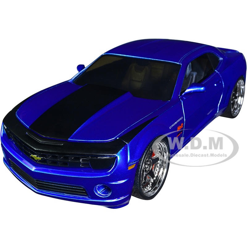 2010 Chevrolet Camaro Candy Blue with Black Hood Bigtime Muscle Series 1/24 Diecast Model Car by Jada