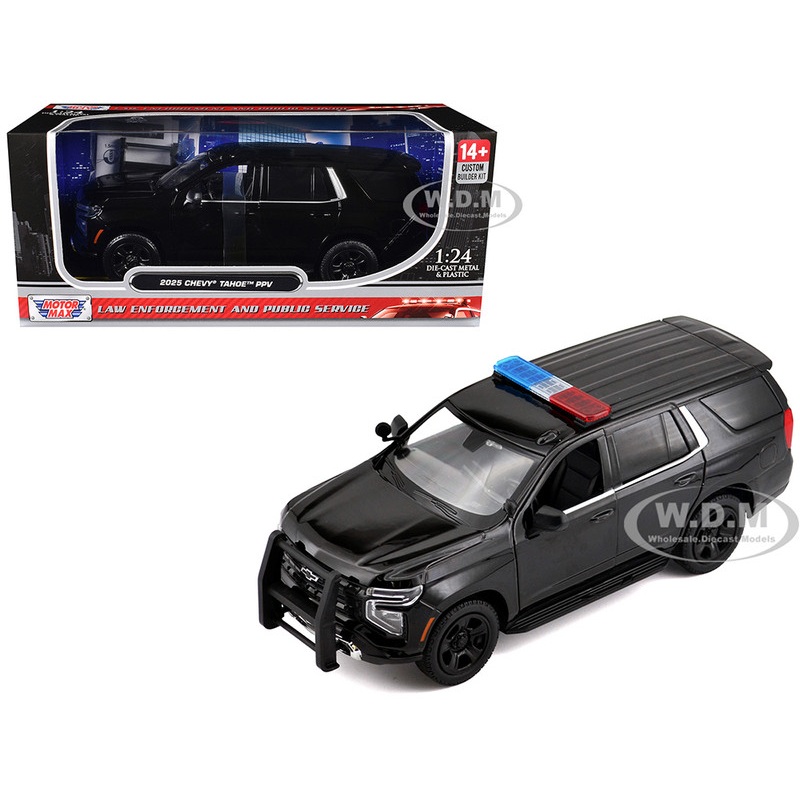 2025 Chevrolet Tahoe PPV Black Custom Builder’s Kit – Law Enforcement and Public Service Series 1/24 Diecast Model Car by Motormax