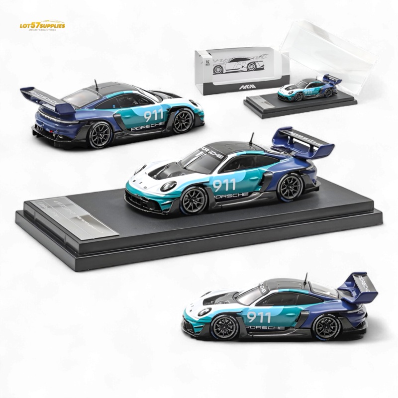 (Pre-Order) HKM 911 GT3 R Rennsport – Blue-White #911 1:64
