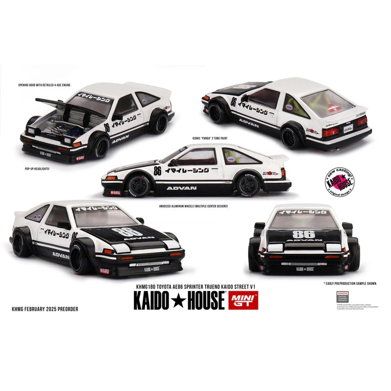 * PRE ORDER * [ Kaido House x MINI GT ] 1/64 Toyota AE86 Sprinter Trueno Kaido Street V1 WhiteKHMG180