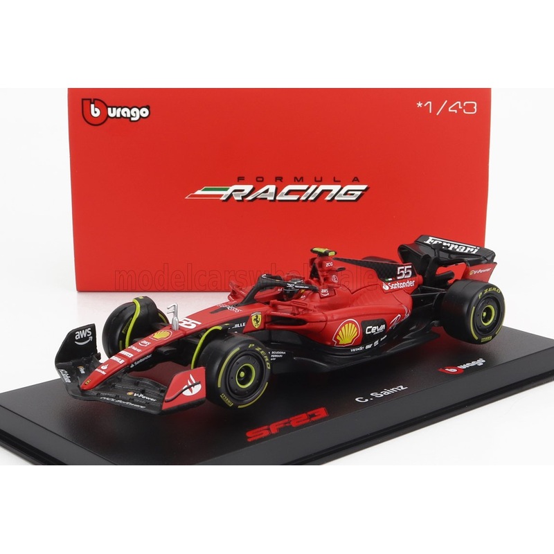 FERRARI | F1  SF-23 TEAM SCUDERIA FERRARI N 55 SEASON 2023 CARLOS SAINZ – WITH PILOT AND SHOWCASE – EXCLUSIVE CARMODEL | BLACK